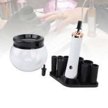 Pulitore e Asciugabiancheria per Pennelli di Trucco con 8 Collari in Silicone, Pulizia Profonda Automatica, Bianco