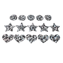 15 Paia di Cover per Capezzoli Monouso con Glitter, Autoadesivi, Traspiranti, Forme Assortite