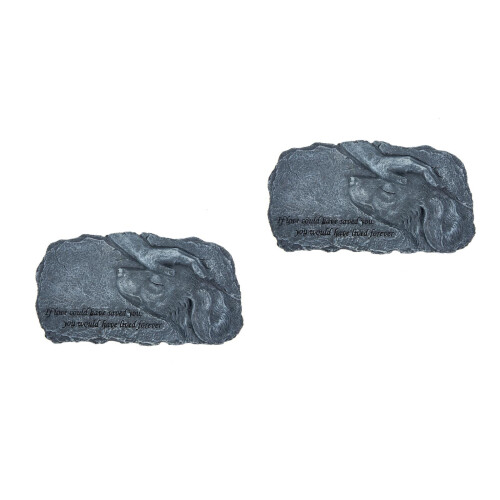2Stk Resin Hundememorial Gartenornament Grabmal Robust Hellgrau 2