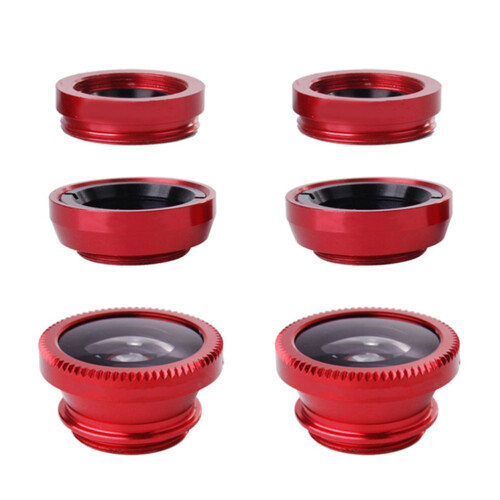 4Ensembles Objectifs Smartphone Fisheye Macro Angle Large Rouge
