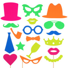 68Pièces Accessoires Photobooth Multicolores En Papier Pour