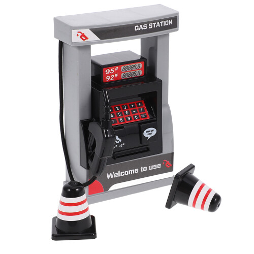 4Pièces Ensemble Station Essence Miniature Plastique Pour Jeu