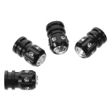 16Pcs Durable Alloy Car Valve Stem Caps Black with Rhinestone Design