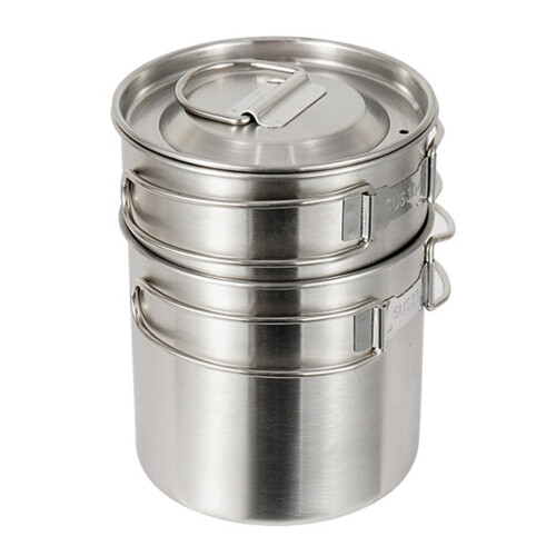 3Sets Stainless Steel Camping Cup Set Foldable Handle Outdoor Mugs