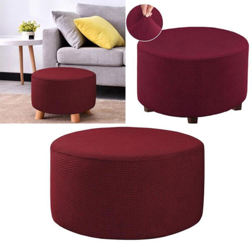 Housse extensible ronde pour pouf et repose-pieds - Rouge 2