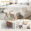 Linen Makeup Stool with Metal X Legs Beige 4