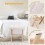 Linen Makeup Stool with Metal X Legs Beige 5