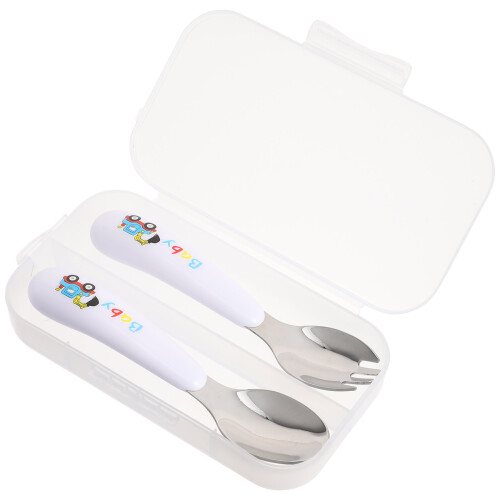 3Sets Infant Feeding Tools White Baby Spoon Fork Easy Clean Tableware