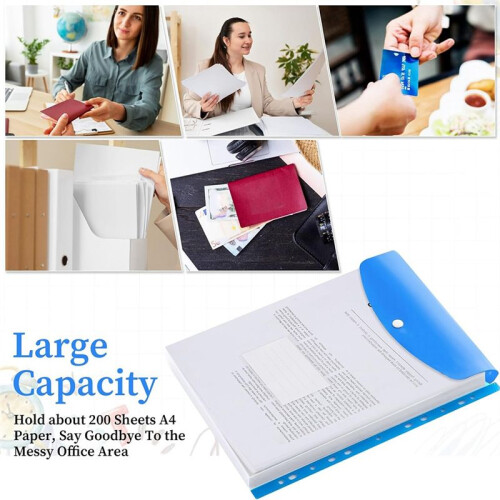 18 Pack Binder Pocket Organizer Folders, Binder Pockets for 2/3/4 Ring Document, 11 Holes Expandable Binder Folders 1