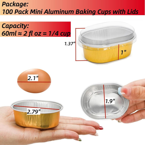 Mini aluminum baking cups with lids 2 oz 100-pack 1