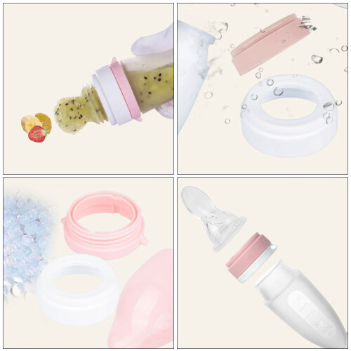 1Ensemble Poussoir Silicone Rose Pour Purée 2