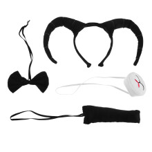 5Sets Schwarzer Stoff Haarreif Mit Tierhörnern Für Karneval Maskerade