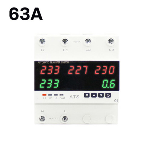 Over Under Voltage Protector ATS Automatic Transfer  Phase Selector Uninterrupted Power over Current Limiter 63A 2