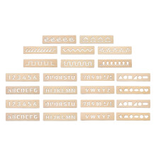 24Pièces Planche Tracée En Bois Lettres Chiffres Khaki