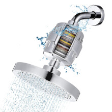 2Pièces Tête Douche Filtrée Argent 15 Réglages Pour Dure