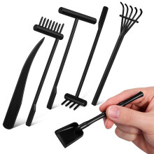 24Pièces Râteau Mini Zen Jardin Noir Outil Plastique Décoratif DIY