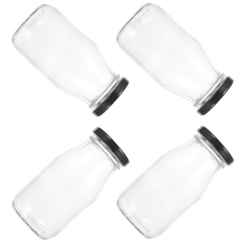 12Pcs Glass Milk Bottles with Protective Lids for Everyday Use 1