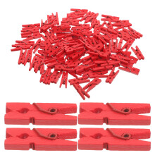 200Pièces Clips Décoratifs En Bois Rouge Idéaux Pour Cadeaux