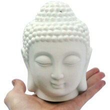 3Pcs Ceramic Buddha Head Candle Aroma Lamp White for Home Decor