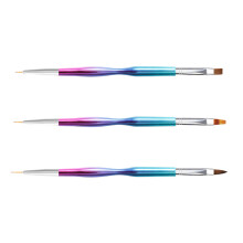 15Pièces Ensemble Pinceaux Nail Art Double Tête Outils Colorés DIY