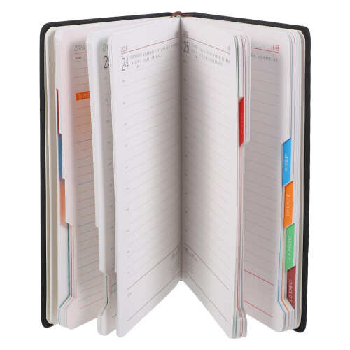 2Pièces Cahier D'étude 2026 Planner Noir Épais