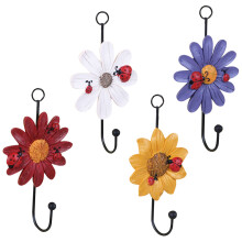 8Pièces Crochets Décoratifs Résine Marguerite Multicolores Pour Maison