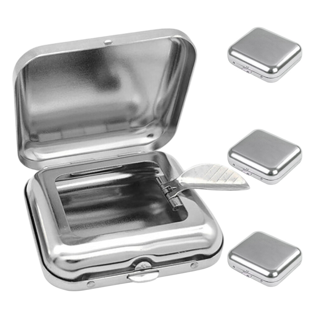Artibetter 12Pcs Small Portable Ashtray With Lid Metal Pocket Smoking Accessory