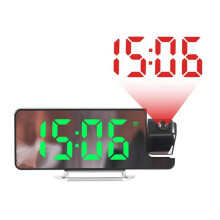 Led Digital Projection Clock Mirror 180Rotation Large Screen Date Temperature Electronic Alarm Clock for Bedroom-A