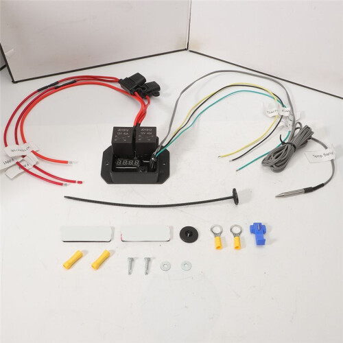 Digital Radiator Fans Controller Swith 12V 0444 Adjustable Temperature Range Digital Electric Thermatic Fan  Kit 1