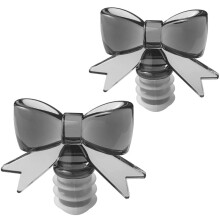 2 Pack Cute Bowknot Wine Bottle Stoppers - Food-Safe Silicone & Acrylic Resin, Leakproof Seal for Wine/Soda/Oil, Gift