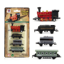 (Red) Pcs 4 Mini Steam Smoke Train Set Model Toy Gift Christmas For Deluxe Kids Set
