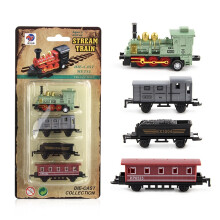 (Green) Pcs 4 Mini Steam Smoke Train Set Model Toy Gift Christmas For Deluxe Kids Set