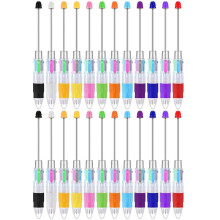 24 Pcs Multicolor Beadable Pens 4-in-1 Colored Beads Pen Retractable Ballpoint Pens for DIY Making Kit Students Office