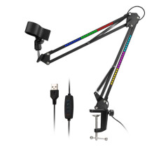 Microphone Bracket RGB Microphone Arm Stand with RGB Light Rotatable Suspension Boom Scissor Stand Ordinary Base