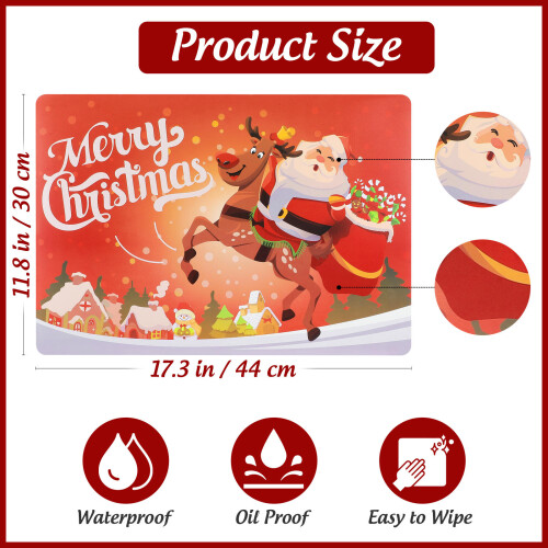6Pcs Holiday Placemats Red Tableware Insulation Mats for Dining Table 1