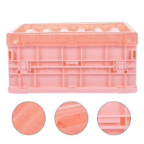 Boîte de rangement en plastique rose avec couvercle pliable (1 pièce) 2