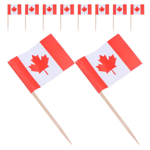 450Pièces Piques Drapeaux Canada Papier Bois Pour Gâteaux Fromages 1