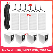 15PCS for J20 / Midea W20 / W20 Pro Robot Vacuum Replacement Parts Main Side Brush Hepa Filter Dust Bag