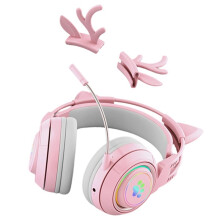 Gaming-Headset: Niedliche -Kopfhörer mit Katzenohren und RGB-Beleuchtung, Over-Ear-Stereo-Headset für Kinder und Gamer C