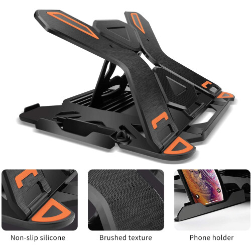Ergonomisk justerbart laptopstativ med telefonholder 1
