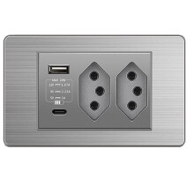 Brazilian Standard Socket Light Socket Wall Power Socket Dual USB Type-C 20A Fast Charge 20W /Off 2 BR Socket