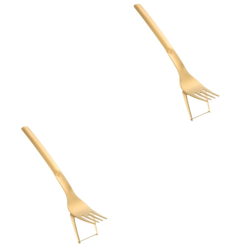 2Pcs Rust-Proof Golden Watermelon Cutting Tool Fork for Household Use 2
