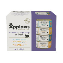 Applaws Natural Wet Cat Food, Multipack Chicken and Fish Selection in Broth 70 g