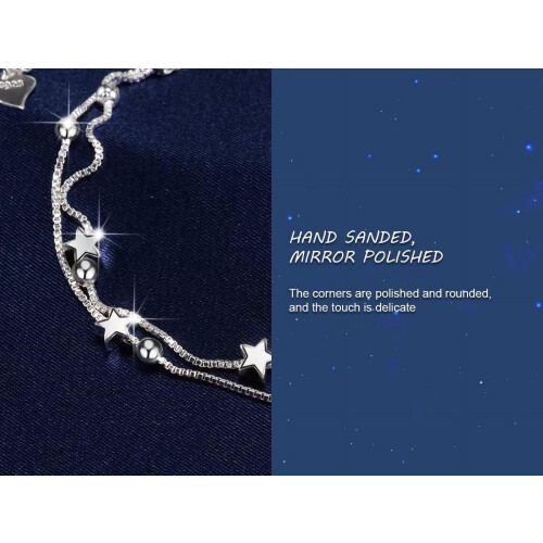Βραχιόλι Charm Link με Αστέρια και Χάντρες για Γυναικεία, Δώρο με Αλυσίδα Charm για 2
