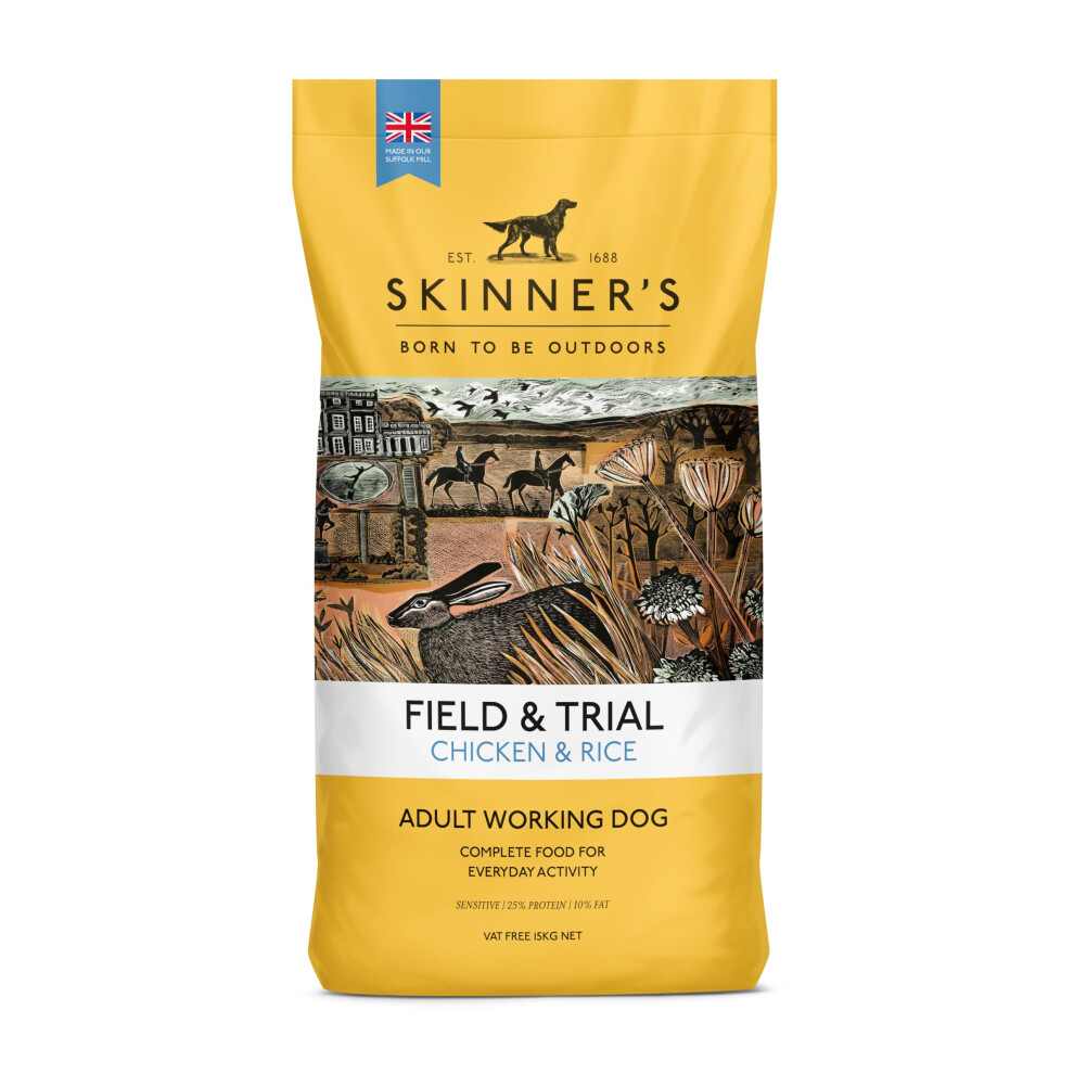 Photos - Bird Food Skinners Skinner’s Field & Trial Chicken & Rice – Complete Dry Adult Dog Food, Sensitive, Gentle Digestion, 15kg 