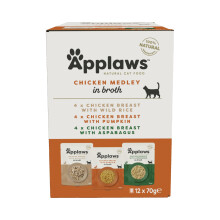 Applaws 100% Natural Wet Cat Food, Pouch Multipack Chicken Selection in Broth 70