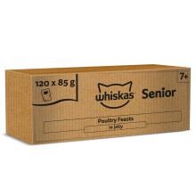 WHISKAS Senior 7+ Wet Cat Food in Jelly 120x85g Poultry Feasts