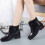 Botas de chuva femininas impermeáveis de cano curto e antiderrapantes. 6