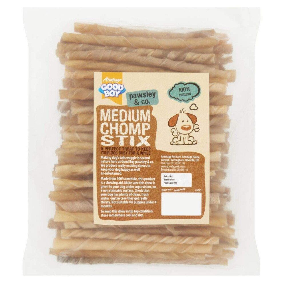 Photos - Dog Food Good Boy - Medium Rawhide Chomp Sticks - Dog Chews - Made From 100 Percent Natural Hide - Pack of 100 - Dog Treats Natural