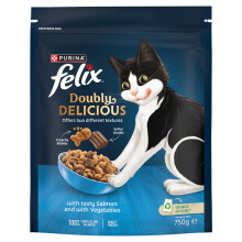 FELIX Doubly Delicious Salmon & Vegetables Dry Cat Food 750g (Pack of 4)